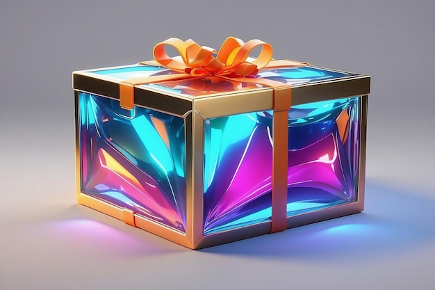 Presente 3D de uma caixa de presente de festa moderna colorida Isolada para modelo de mídia social