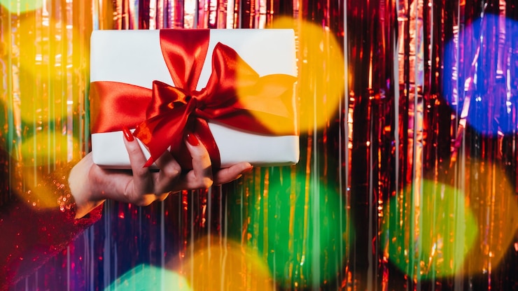 Foto presente de aniversário feliz celebração festiva saudação