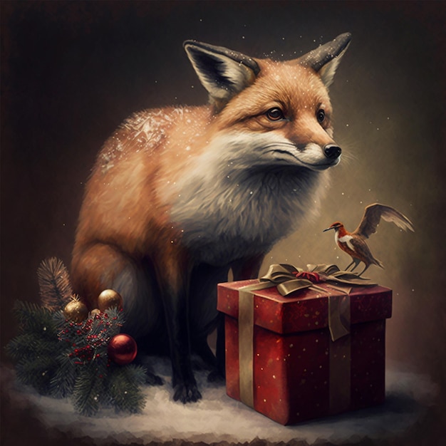 Presente generoso Fox ilustração de Natal