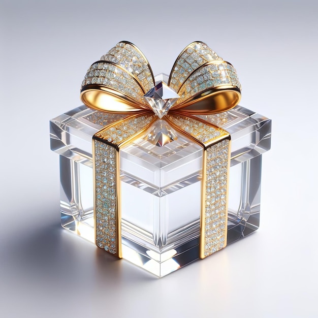 Foto presente instantâneo caixa de cristal de ouro incrustado com diamante