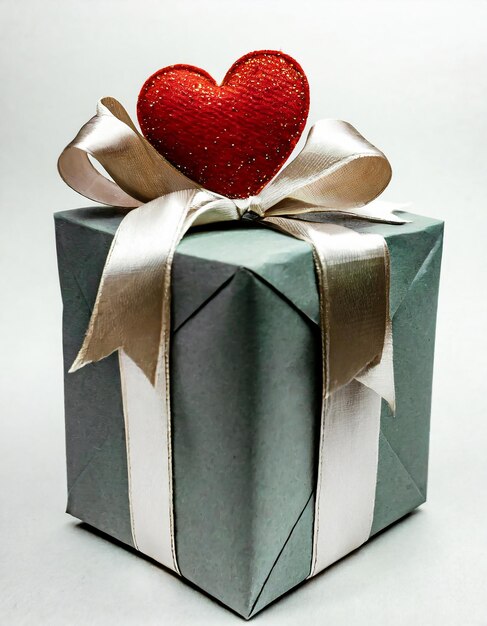 Presente para o Dia dos Namorados com coração e fita adesiva Isolado em fundo branco