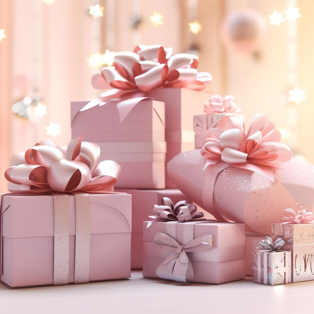 Presentes cor-de-rosa nos dias de Natal generativo Ai