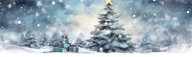 Presentes de árvore de fundo com tema de Natal conceito de natal ilustração digital Generative AI