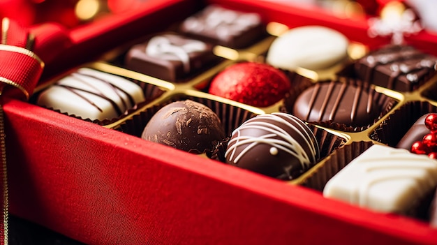 Presentes de Natal, férias e celebrações Caixa de chocolates pralines Presente de férias de inverno