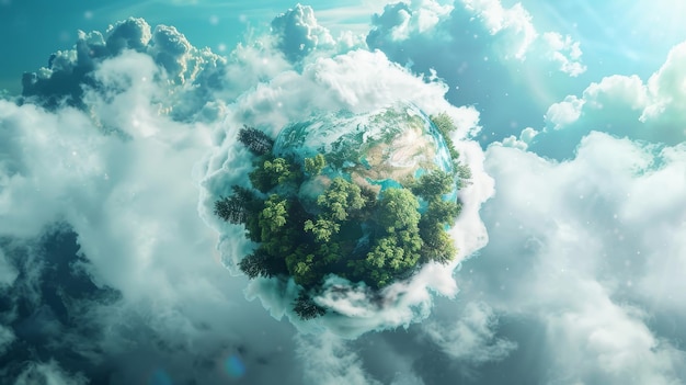 preservación de la naturaleza el planeta está cubierto de árboles nubes