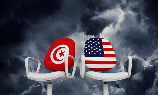 Presidentes de negócios da Tunísia e dos EUA Conceito de relacionamento internacional 3D Rendering
