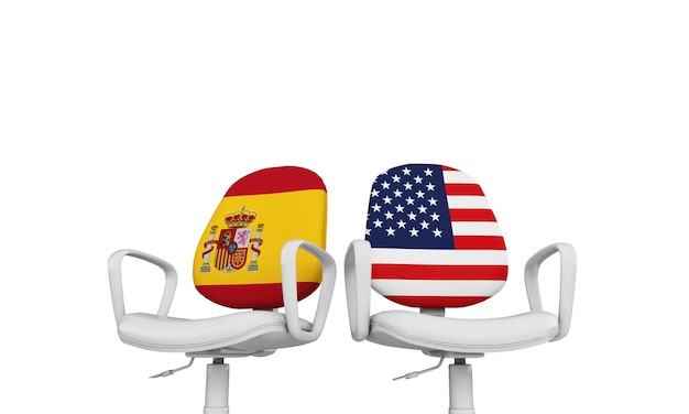 Presidentes de negocios de España y Estados Unidos Concepto de relación internacional Representación 3D