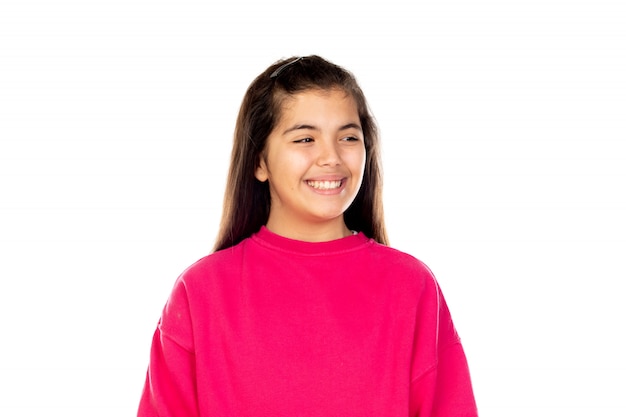 Preteen Mädchen mit rosa Sweatshirt