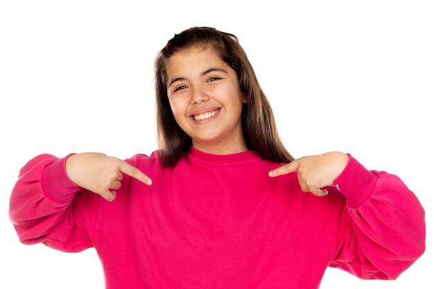 Preteen Mädchen mit rosa Sweatshirt