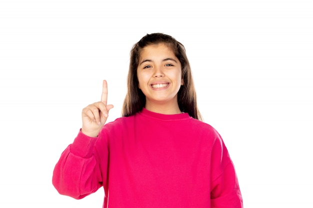 Preteen Mädchen mit rosa Sweatshirt