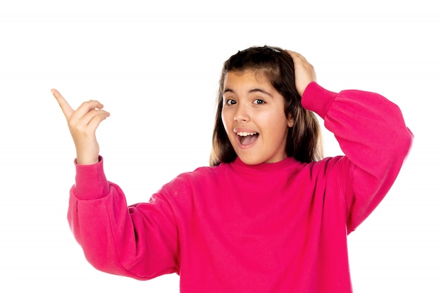 Preteen Mädchen mit rosa Sweatshirt