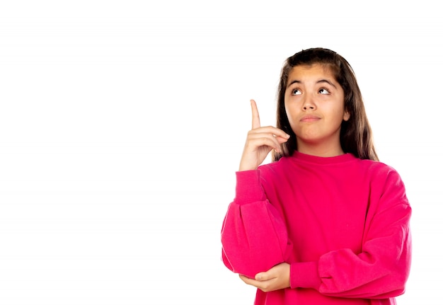 Preteen Mädchen mit rosa Sweatshirt