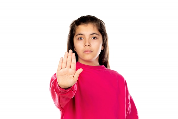 Preteen Mädchen mit rosa Sweatshirt