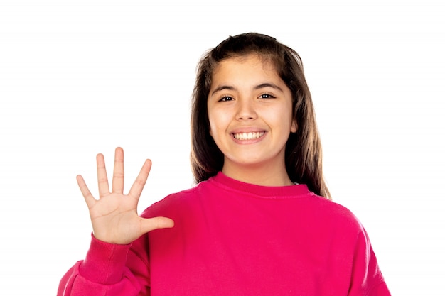 Preteen Mädchen mit rosa Sweatshirt