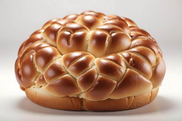 Foto pretzel bun porkerin con fondo blanco