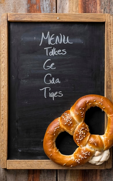 Foto pretzel e tabuleiro de menus