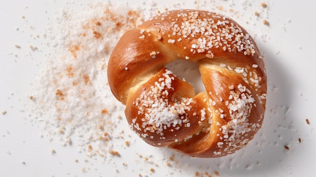 Pretzel con sal en un aislado blanco