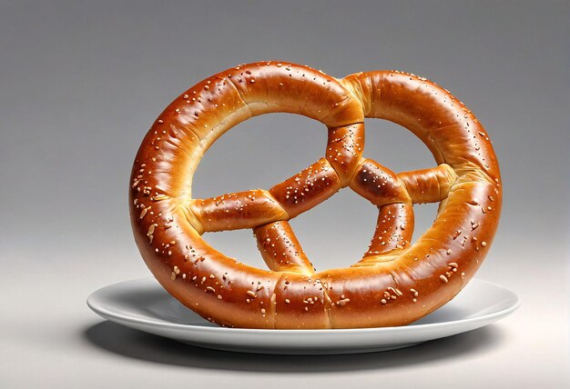 Foto un pretzel con semillas en un plato con un pretzel en forma de estrella en él