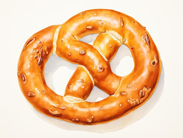 un pretzel se sienta sobre un fondo blanco