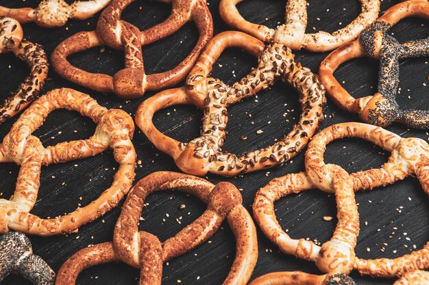 Pretzels macios caseiros preparados frescos