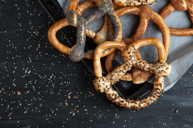 Pretzels macios caseiros preparados frescos