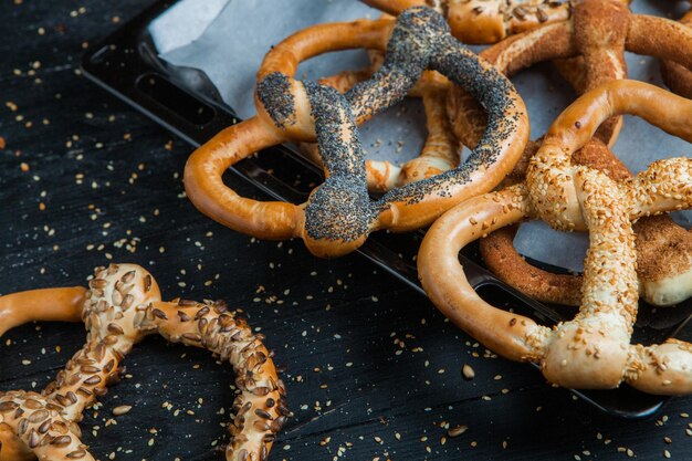 Pretzels macios caseiros preparados frescos