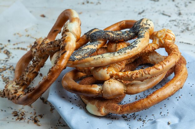 Pretzels suaves hechos en casa recién preparados