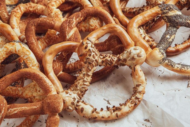 Pretzels suaves hechos en casa recién preparados