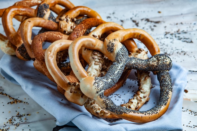 Pretzels suaves hechos en casa recién preparados