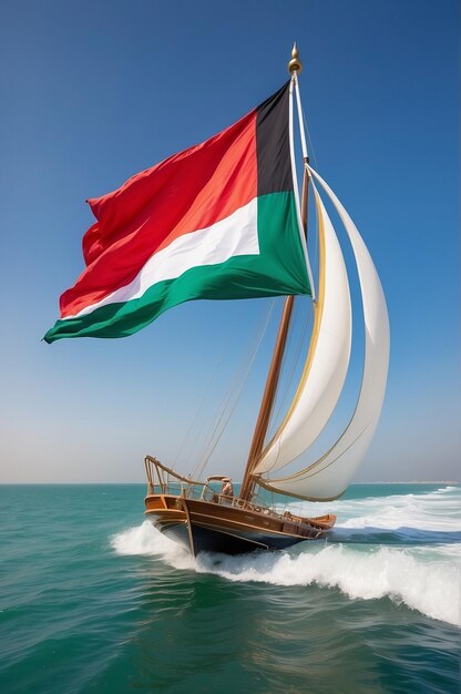 Pride Afloat, a bandeira dos Emirados Árabes Unidos, navega ao longo do rio da cidade