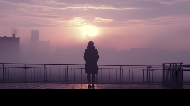 Pride Day-Kinoaufnahme der generativen KI des dichten Morgennebels bei Sonnenaufgang