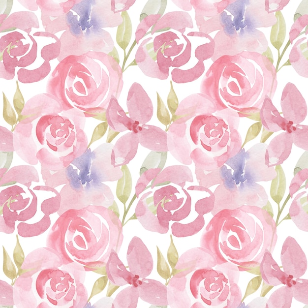 Primavera acuarela de patrones sin fisuras botánico rosa flores fondo