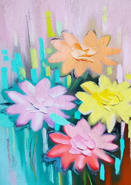 Primavera Colores Pastel Pintura Floral