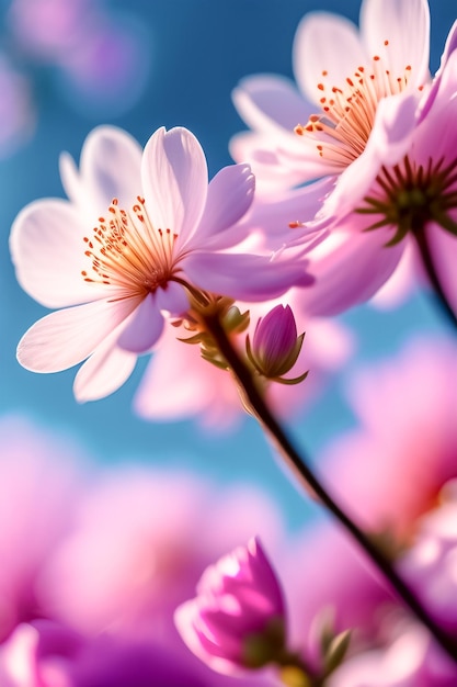 Primavera floreciente árbol japonés Sakura Hermoso fondo artístico de flor de cerezo, ai generativo