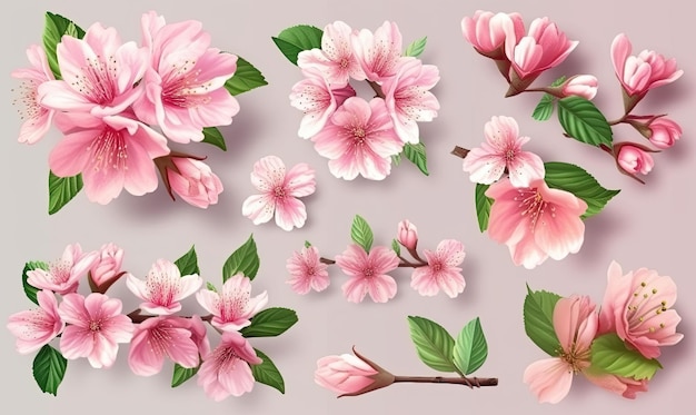 La primavera de las flores de cereza de sakura es un ramo de IA generativa.