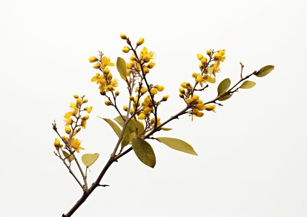 La primavera de forsythia suspensa amarilla las flores florecen de brotes en las ramas backgr gris AI generativa