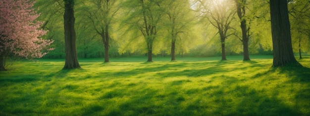 Primavera natureza bela paisagem grama verde e árvores