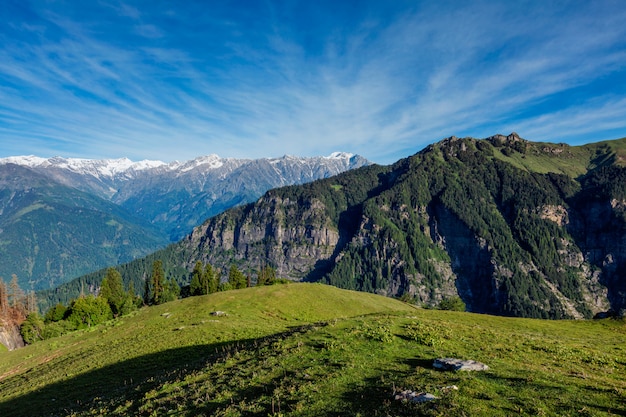 Primavera no vale de Kullu, nas montanhas do Himalaia. Himachal Pradesh, Índia