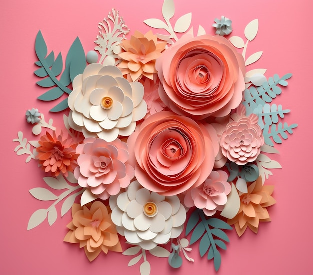 primavera papercut com flores