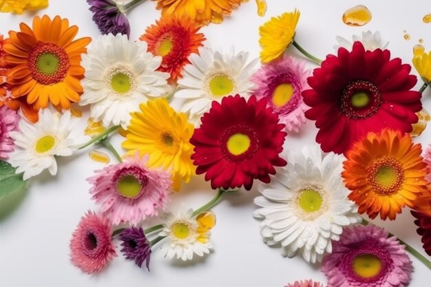 Primavera verano fondo verde maqueta hoja naturaleza floral flor blanco aislado IA generativa