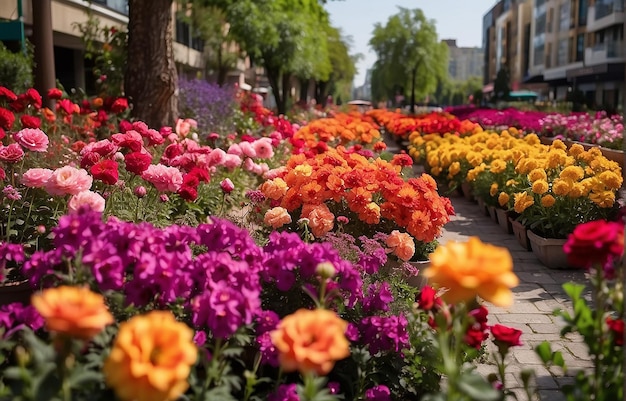 La primavera viene y las flores florecen