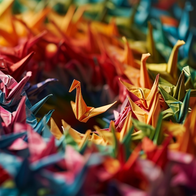Foto primeiras quatro dobras origami crenas fundo colorido origami redondo dobras de papel origami