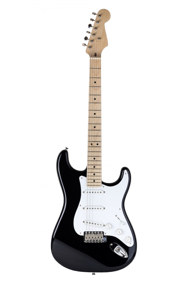 Foto primer aislado de la guitarra eléctrica