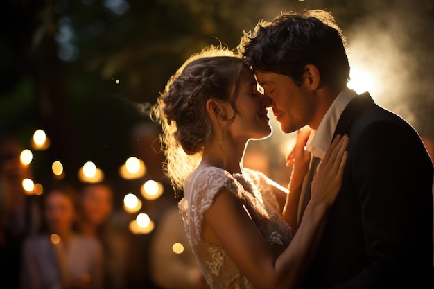 El primer baile de los novios bajo luces parpadeantes