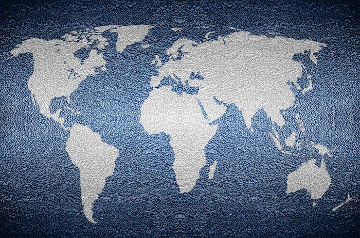 Foto primer concepto de mapa de pantalla de la tierra en cuero de pvc para el fondo