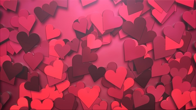 Primer corazón romántico sobre fondo brillante del día de San Valentín. Ilustración 3D de estilo lujoso y elegante para vacaciones