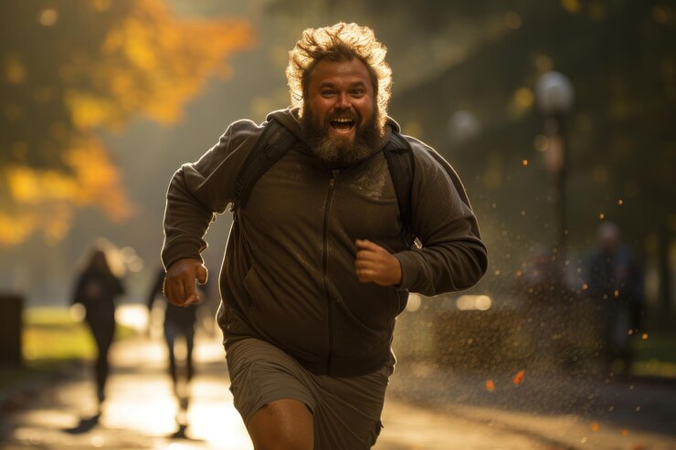 Foto el primer paso una imagen motivacional de una persona obesa que comienza su camino hacia el acondicionamiento físico ia generativa