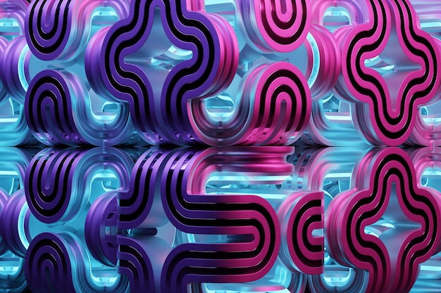Primer plano 3d ilustración coloridaIlusión formas abstractas isométricas formas coloridas entrelazadas Formas geométricas simples