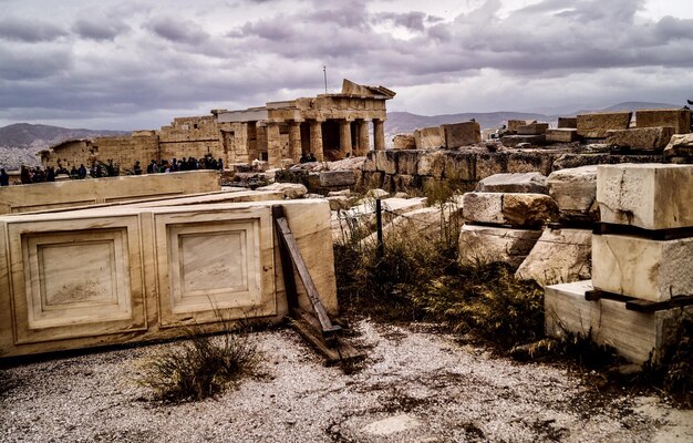 Foto primer plano de la acrópolis de atenas