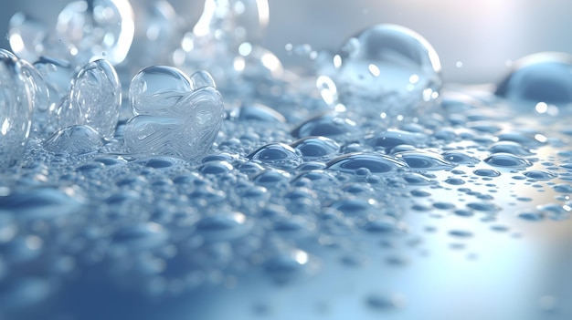 Un primer plano de un agua con hielo y burbujas